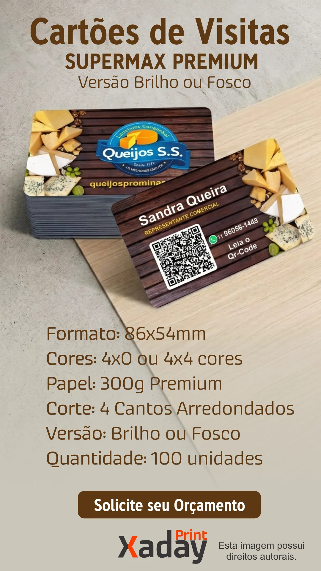 Cartão de Visita Premium em Papel Premium 300g com Laminação Fosca ou Brilho