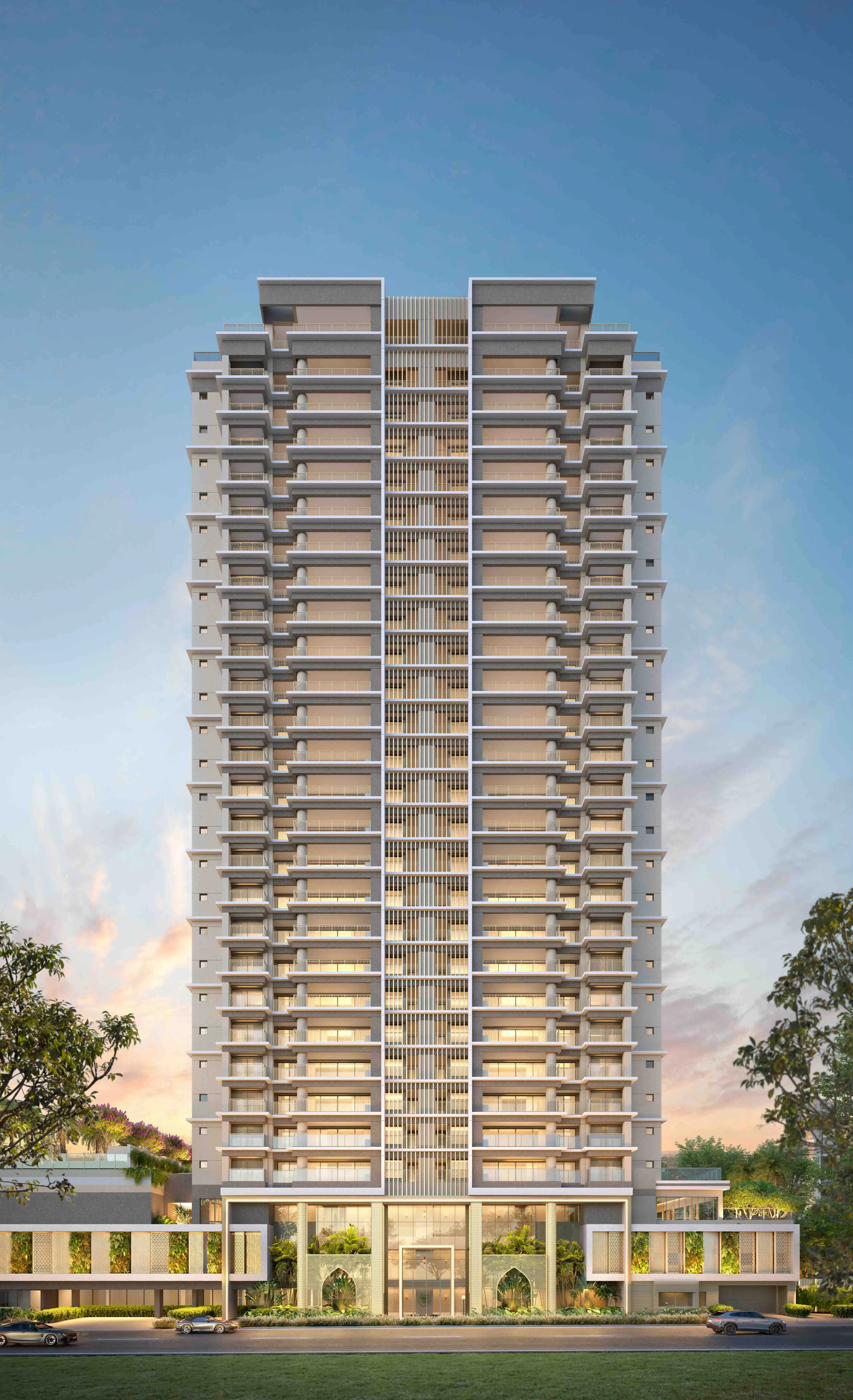 Fachada do The Palace Royal Cyrela, apartamento de alto padrão à venda na Vila Mariana, Zona Sul de São Paulo