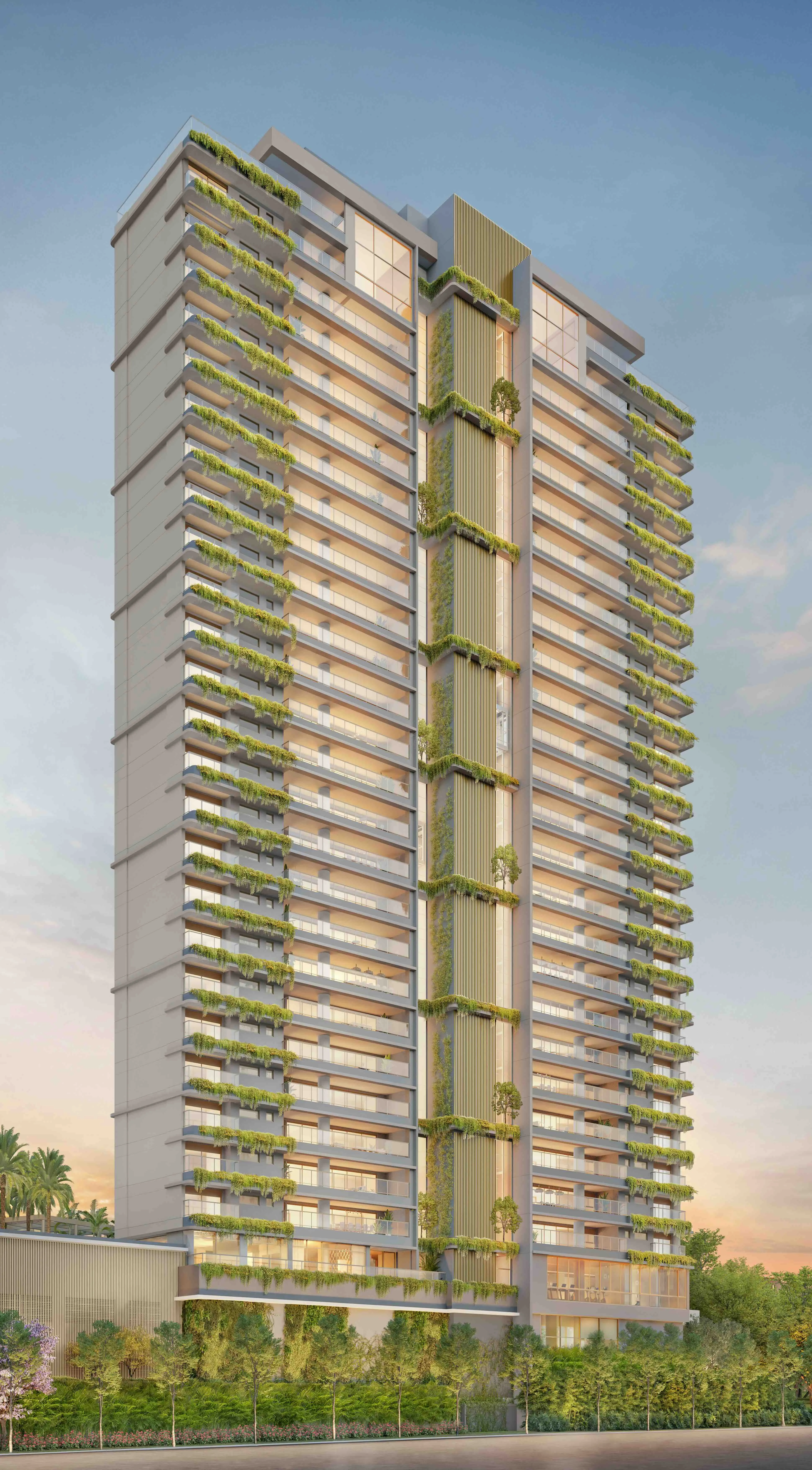 Fachada iluminada do edifício Cyrela ZEN by yoo